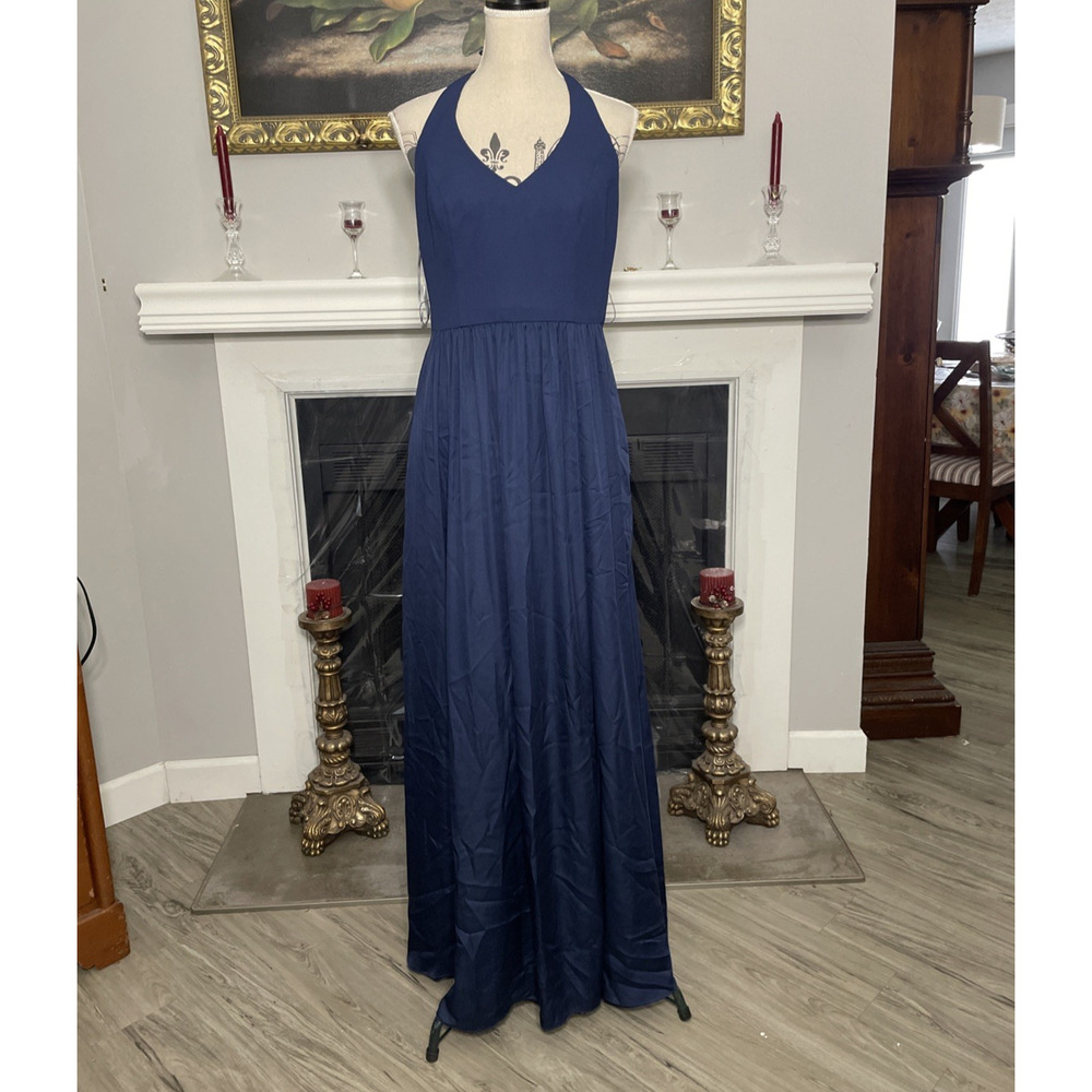 White by Vera Wang Bridesmaid Dress Halter Blue Dress 8